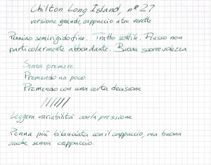 Test di scrittura di una Chilton Long Island 27